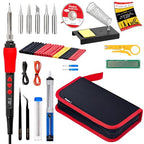 Soldering Iron Kit, 60W LED Display Digital Solder Pen, 5pcs Replaceable Tips, 21-in-1 Fast Heating with Solder Wire, Stand, Desoldering Pump, Wire Stripper, for Electronics Repair Hobby DIY 120V - color: Digital Soldering Iron Kit 1