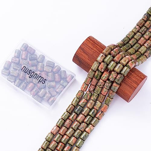 Natural Unakite Cylinder Tube Beads 10x14mm 38cm/str Loose Semi Gemstone Stone Beads for Making Bracelets Necklace - color: Unakite
