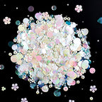 Mixed Clear White Sequins and Spangles Beads Craft Supplies, Crystal Iridescent Spangles and Pearl, Variety Sequins Beads for Crafts, Sewing, DIY Art, Embroidery