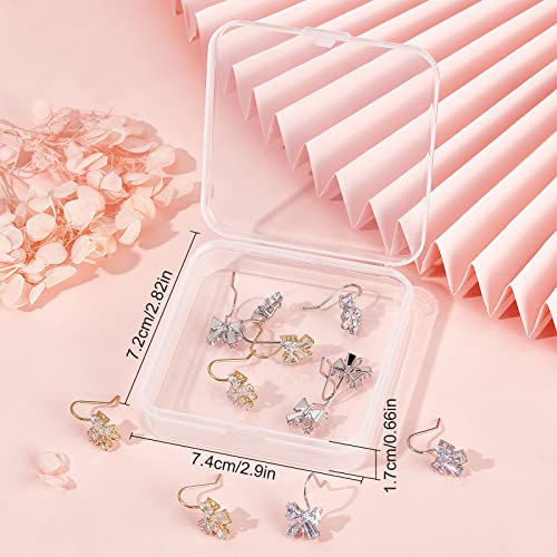 Beebeecraft 20Pcs/Box 2 Colors Cubic Zirconia Earring Hooks Bowknot Rhinestone French Fish Hooks with Loop for Women DIY Jewelry Earring Making Findings - color: Bowknot Earring Hooks