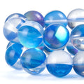 RUBYCA Round Moonstone Crystal Glass Beads Aura Iridescent for Jewelry Making (1 Strand, 6mm, Blue) - color: Dark Blue, size: 6mm