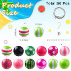 DanLingJewelry 50Pcs 20mm Colorful Summer Acrylic Bubblegum Beads Watermelon Pink Green Acrylic Round Ball Beads for Jewelry Making Craft - color: 50pcs - summer
