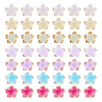 Beadthoven 120Pcs Flower Acrylic Bead Caps Colorful Cherry Blossom Flower Beads with Golden Metal Enlaced 5-Petal Flower Loose Spacers Bead for Earrings Bracelet Necklace DIY Crafts Supplies - color: Cherry Blossom-Colorful