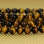 Angelstones Handmade Natural Healing Gemstone 6mm Round Beads Stretch Crystal Bracelet 7 Inch Unisex - color: Golden Tiger Eye