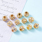 Craftdady 30Pcs 12mm Crystal Rhinestone Rondelle Spacer Beads Golden Disco Ball Loose Beads for Jewelry Making - color: Golden-12x10mm