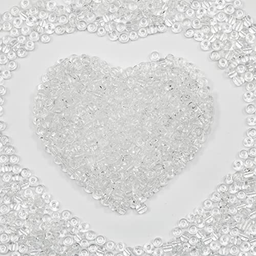 Bulk 4mm Transparent Seed Beads for Jewelry Making 110 Grams About 1600pcs,6/0 Glass Craft Beads for Making Earrings, Bracelets, Pendants, Waist Jewelry, DIY Handmade Seed Beads - color: Transparent, size: 4mm