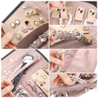 Travel Jewelry Organizer Box, Foldable Travel Case for Earrings, Necklaces, Rings, Bracelets, Black - color: Black-Tri-fold Style