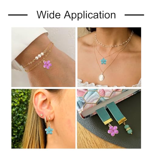 Beadthoven 100pcs Enamel Charms Cherry Blossom Daisy Flower Pendants Gold Plated Small Cute Bulk for Jewelry Making Bracelet Necklace Earrings Keychain DIY Accessories - color: 0Lilac