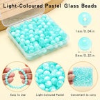 200pcs Glass Beads for Bracelets, 8mm Crystal Glass Round Beads for Jewelry Making, DIY Crafts, Single Box (Sea Blue) - color: Sea Blue