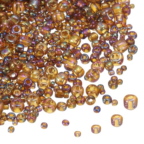 MECCANIXITY 15/0 11/0 8/0 6/0 Glass Seed Beads 1.5mm/2mm/3mm/4mm Loose Seed Beads for Jewelry Earring Bracelet Craft Making, 5888PCS, Brown - color: Brown
