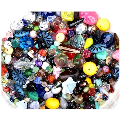 50g Assorted Czech Glass Beads – Approximately 83-100 Beads Firepolished, Pressed, Picasso, Seed Bead, Table Cut Mix - Premium Beads - Ideal for Jewelry Designers, Beaders & Crafters