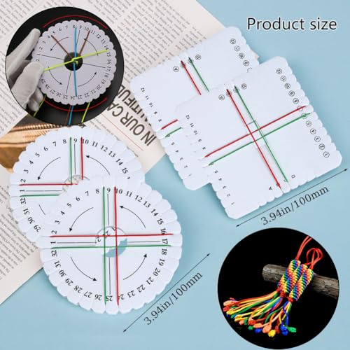 WEBEEDY Kumihimo Kit for Adults Beginners, Japanese Kumihimo Starter Kit Bracelet Beaded Braid Set Include 4 Pcs Square & Round Disk with 24 Thread for Beading & Bracelet Weaving Supplies