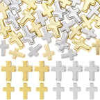 80 Pcs Cross Charms for Jewelry Making, Religious Cross Beads for Bracelets, Crosses for Jewelry Making, Bracelets, Necklaces, DIY Crafts (Gold, Silver) - color: 80pcs, 16x12mm, 13x9mm, Gold, Silver