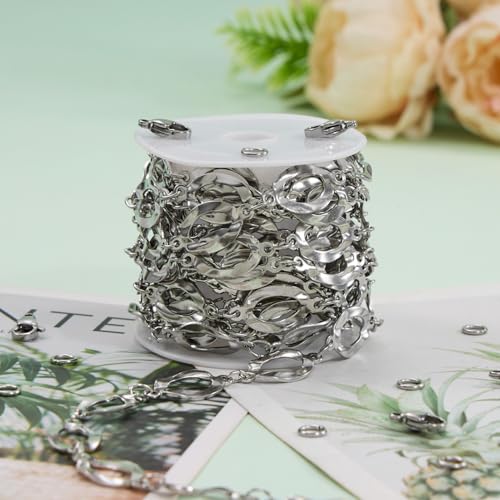 UMAOKANG 2 Yard Silver Chain for Jewelry Making Hollow Oval Chain Necklace Bracelet DIY Jewelry Supplies Findings - color: Silver Hollow Oval
