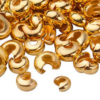 Aylifu 600pcs 3mm/4mm/5mm Gold Crimp Bead Knot Covers Half Round Open Covers for DIY Crafts Jewelry Making - color: Gold(0.12/0.15/0.19inch)