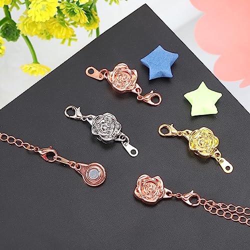uxcell 12Pcs Jewelry Clasps, Rose Clasps Locking Closures with Lobster Clasps for Bracelet Necklace Jewelry Making, Gold - color: Gold