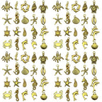 Sailanzi 100pcs Antique Golden Ocean Series Starfish Pendant Jewelry Making DIY Keychain Earrings Pendant Various Design Charms for Jewelry Making Bracelets Necklace (SN882) - color: SN882