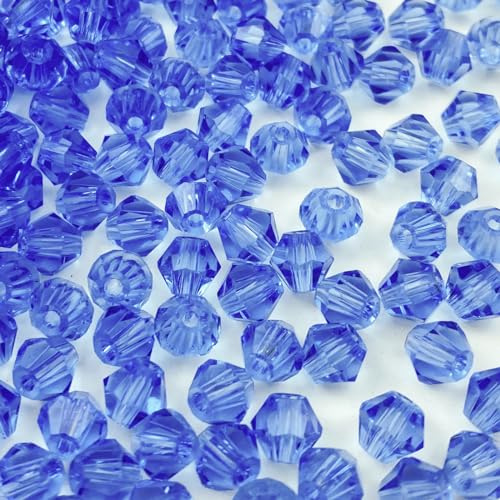 200pcs Bicone Crystal Beads 6mm Crystal Glass Faceted Beads for Necklace Bracelet Earrings DIY Jewelry Crafts Making Supplies(Light Blue) - color: Light Blue, size: 6mm