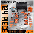124-Piece Magnetic Screwdriver Set with Plastic Racking, Precision Screwdrivers, Magnetizer, Demagnetizer, Allen Keys, Nut Drivers, Ratchet Handles, Sockets & More - DIY Tools for Men, Tools Gift - style: 124 PCS Master + Storage Rack
