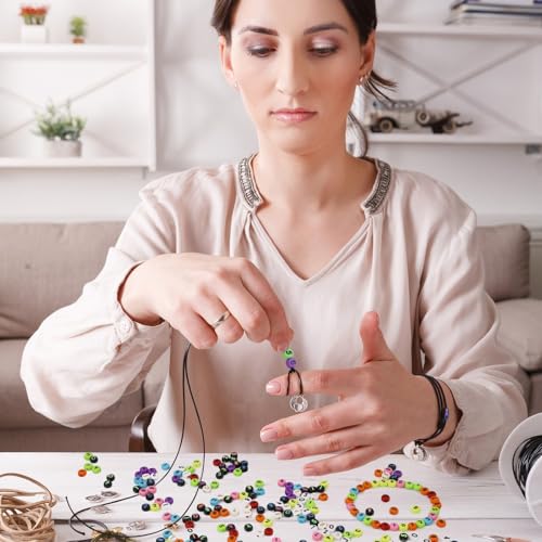 LAIDANLA 1000PCS Acrylic Number Beads Black Number White Round Bead 7×4mm for Jewelry Bracelets Necklaces Key Chains Making - color: T-Black Number White Beads