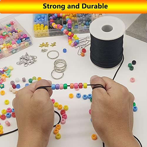 2 mm 330 Feet Satin Nylon Cord String for Jewelry Making Bracelet Necklaces Beading Thread Rattail Macrame Kumihimo Chinese Knot Craft - size: Black