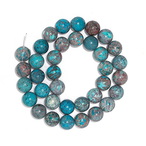 35pcs 10mm Natural Stone Beads American Turquoise Beads Energy Crystal Healing Power Gemstone for Jewelry Making, DIY Bracelet Necklace - color: American Turquoise, size: 10mm