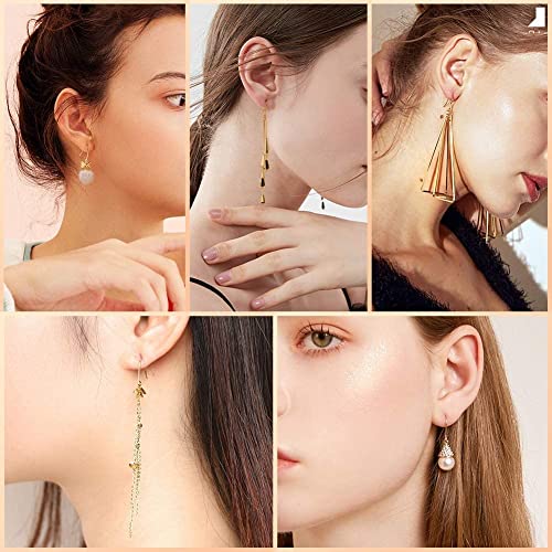 14K Gold Earring Hooks Real Hypoallergenic 100Pcs Ball Dot Ear Wires + Fish Hooks Jewelry Making Supplies Findings with 100Pcs Clear Rubber Earring Backs for DIY Jewely - color: 100pcs gold