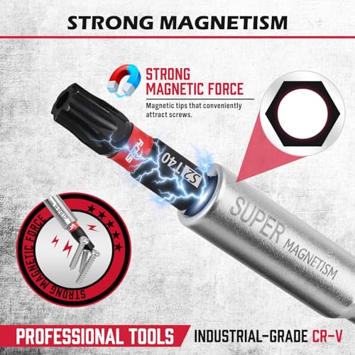 14-Piece 1/4″ Magnetic Ratcheting Screwdriver Bit Set, T4-T40 Torx Bit Set with 1/4 inch Magnetic Bits Driver Multi-bit Ratchet Screw Drivers for Garage, Home, Work, DIY Repair - style: 14 PCS Ratcheting + Torx Bits