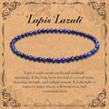 BONNY BOXX Natural Genuine Gemstone Faceted Round Beads Bracelets, 3mm Adjustable Stretchy Tiny Faceted Black Tourmaline Bracelet, Healing Crystal Reiki Chakra Dainty Jewelry Fashion Gifts - color: Lapis Lazuli