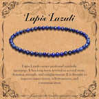 BONNY BOXX Natural Genuine Gemstone Faceted Round Beads Bracelets, 3mm Adjustable Stretchy Tiny Faceted Black Tourmaline Bracelet, Healing Crystal Reiki Chakra Dainty Jewelry Fashion Gifts - color: Lapis Lazuli