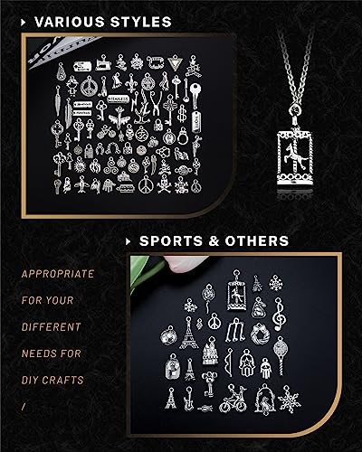 JIALEEY 300 PCS Wholesale Bulk Lots Jewelry Making Charms Mixed Smooth Tibetan Silver Alloy Charms Pendants DIY for Jewelry Making and Crafting, Style B