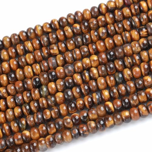 5x8mm 76pcs Natural Yellow Tiger Eye Stone Rondelle Spacer Loose Beads Abacus Disk Stone Round Loose Gemstone Beads for Jewelry Making DIY Bracelet Necklace - color: Yellow Tiger Eye Stone, size: 5x8mm Abacus Disk
