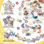 Glass Beads, KLFHS 60PCS Mixed Color Star and Moon Glass Beads for Jewelry Making, Cute Unique Bead Bulk Spacer Bead for Jewelry Bracelet Necklace Earring Craft Supplies DIY - color: Star-moon