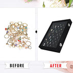 Siveit Rings Organizer Tray 10 Slots Velvet Ring Display Tray Insert Jewelry Earring Storage Box with Transparent Glass lid Can Hold 100 Rings Earrings Suitable for Girls and Women (Black) - color: Black