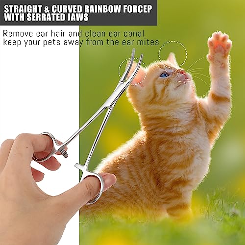 BBTO Hemostat Curved and Straight Hemostat Forceps Piercing Pliers Forceps, Stainless Steel Straight and Curved Pliers, Fishing Tweezer(Silver,2 Pcs) - color: Silver