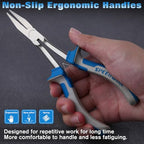 SPEEDWOX Long Reach Flat Nose Pliers 6 Inches Precision Duck Bill Fine Pliers for Hard to Reach Narrow Spaces Smooth Jaws High Leverage Reduce Efforts Non-slip Handles Small Plier Thin Professional - style: Flat Nose Pliers