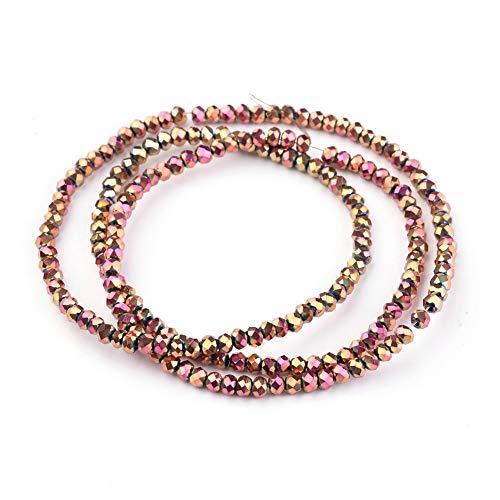 Craftdady 10 Strands 3mm Rose Gold Faceted Glass Briolette Rondelle Beads Electroplate Metallic Tiny Spacer Beads About 1960Pcs for Jewelry Craft Necklace Earring Making - color: Rose Gold, size: 3x2mm