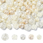 LiQunSweet 200 Pcs 4 Styles Rose Shape ABS Plastic Imitation Pearl Beads Flowers Loose Spacer Beads for DIY Jewelry Crafts Gifts - color: Rose Shape Imitation Pearl Beads_200 Pcs