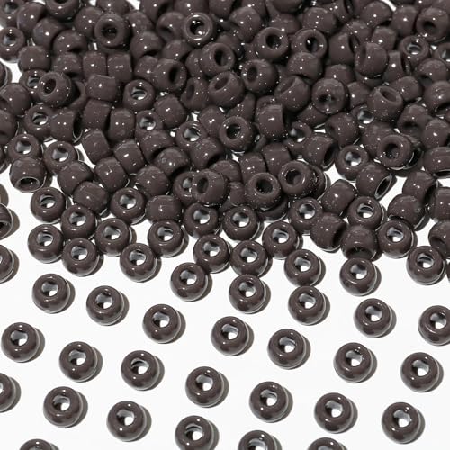 1000Pcs Multi-Colored Plastic Pony Beads Bulk for Craft,6 * 9mm Assorted Colors Hair Beads Black, red,Blue, White for Bracelets Making,Kandi Charms（Dark Gray） - color: Dark Gray, size: 1000PCS