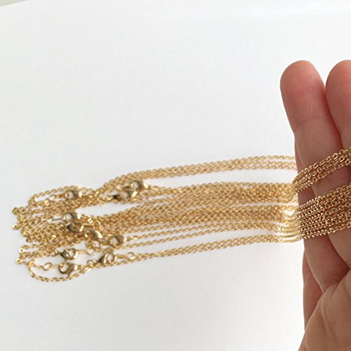 10PCHN 10pcs 17.5inch 16K Gold Plated Finished Cable Chain Necklace Bulk Discount Jewelry Supply - color: Gold