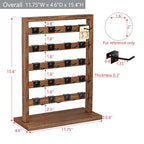 Ikee Design 5 Tiers Free Assemble Wooden Jewelry Display Rack with 20 Removable Metal Hooks,Earring Card Display Stand,Jewelry Organizer,Bracelet Organizer,Keychain Display Stand,Brown Color - color: 2) Brown