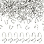 300Pcs Wire Guardian Protectors 0.7mm Hole U Shape Wire Guard Loops Thread Protector for Jewelry Making Findings Earring Necklaces Bracelet DIY Supplies (Silver) - color: silver