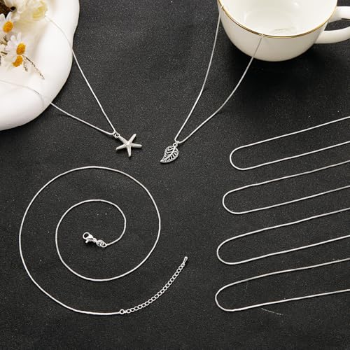 10 Pack Silver Necklace Set Delicate Square Rolo Chain Necklaces Bulk for Jewelry Making - color: Silver Box