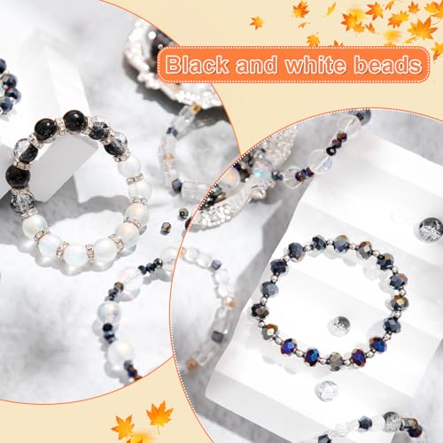 1000pcs Glass Beads for Jewelry Making Colorful Rainbow Craft Crystal Beads with Loose Beads Sparkly Beads for DIY Necklace Bracelet Earring(Black, Gold) - color: Black, Gold