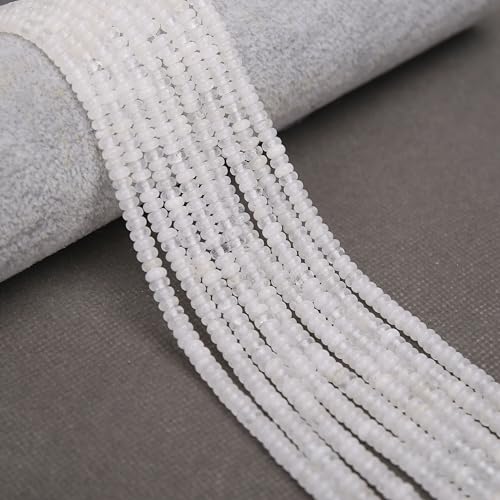 2 Strands (300PCs) White Jade Rondelle Beads, 2 * 4mm Gemstone Loose Spacer Abacus Disk Beads for DIY Bracelet Necklace Earrings Jewelry Making, Craft Supplies Beading Kit - color: White Jade, size: 2*4MM