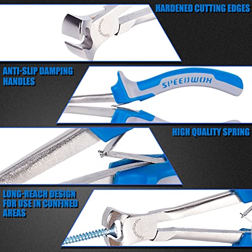 SPEEDWOX Long Reach End Nippers 5-1/2 Inches Mini End Cutting Pliers Fine End Cutters Precision Functional Wire Cutter for Jewelry Making Carpenter Construction Tools Nail Remover Mini Nippers - style: End Nippers