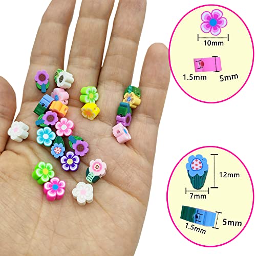 200pcs Flower Polymer Clay Beads, Mixed Flowers Charm Spacer Beads for DIY Bracelet Necklace Jewelry Making - color: Flower