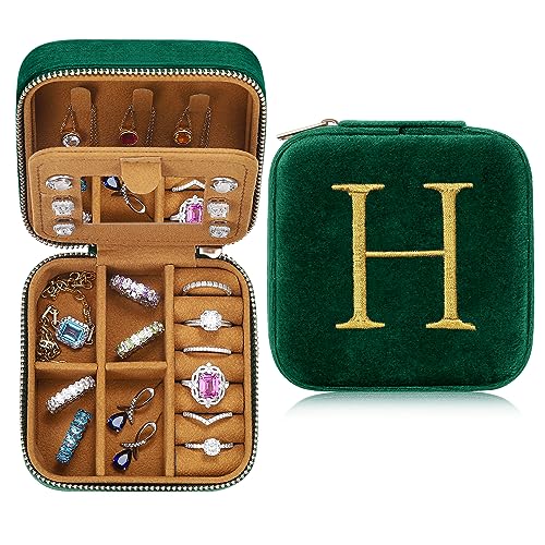 Parima Gifts for Her - Birthday & Valentine's Gifts, Personalized Jewelry Box - Travel Case with Letter H, Green - size: H