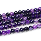 MJDCB Natural Stone Beads Purple Striped Agate Round Loose Beads for Jewelry Making DIY Bracelet Necklace (6mm) - color: Purple Striped Agate, size: 6mm