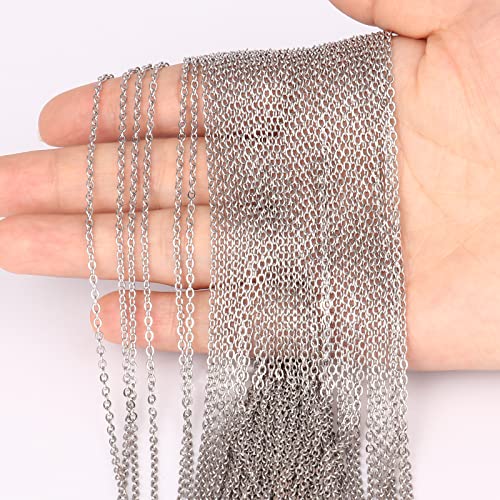 [66 Feet/ 20M] Stainless Steel Chain Bulk, 2mm 304 Stainless Steel Chains Flat Cable Link Chain Bulk for Jewelry Making DIY Craft - color: Stainless Steel, size: 2.0mm width